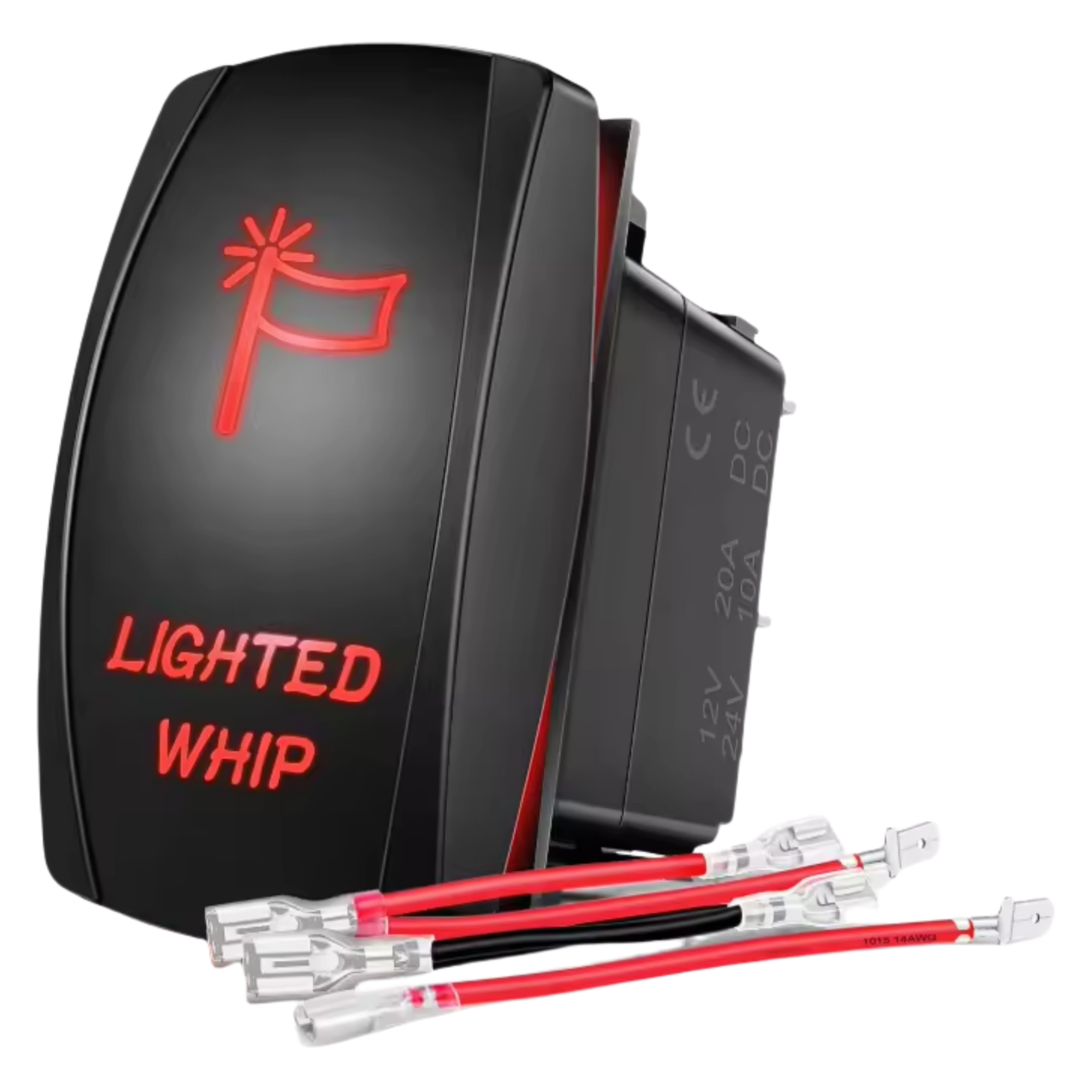 Lighted Whip Rocker Switch 12V-24V 5 Pin on OFF Laser Marine Boat Truck ATV UTV RV Waterproof 2 Position Rocker Switch LED